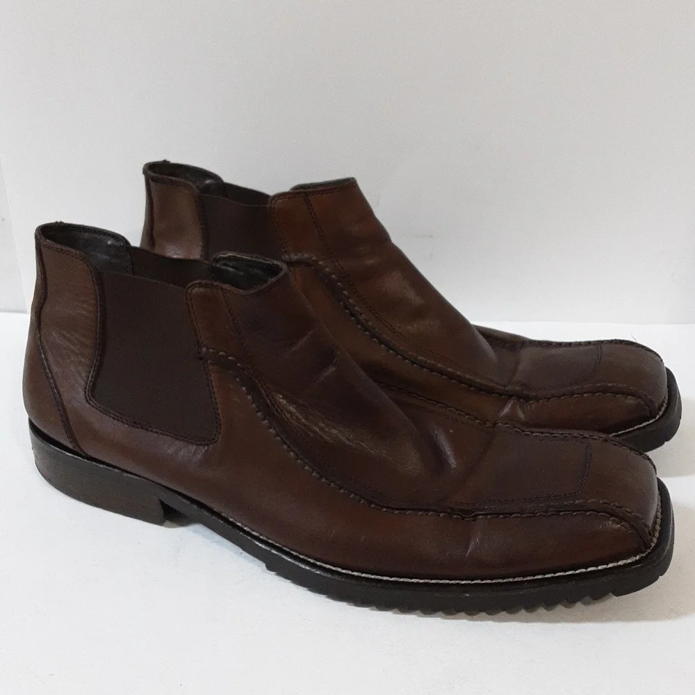 Rush Gordon Rush men Chelsea ankle boot leather brown 11 pull on casual y2k